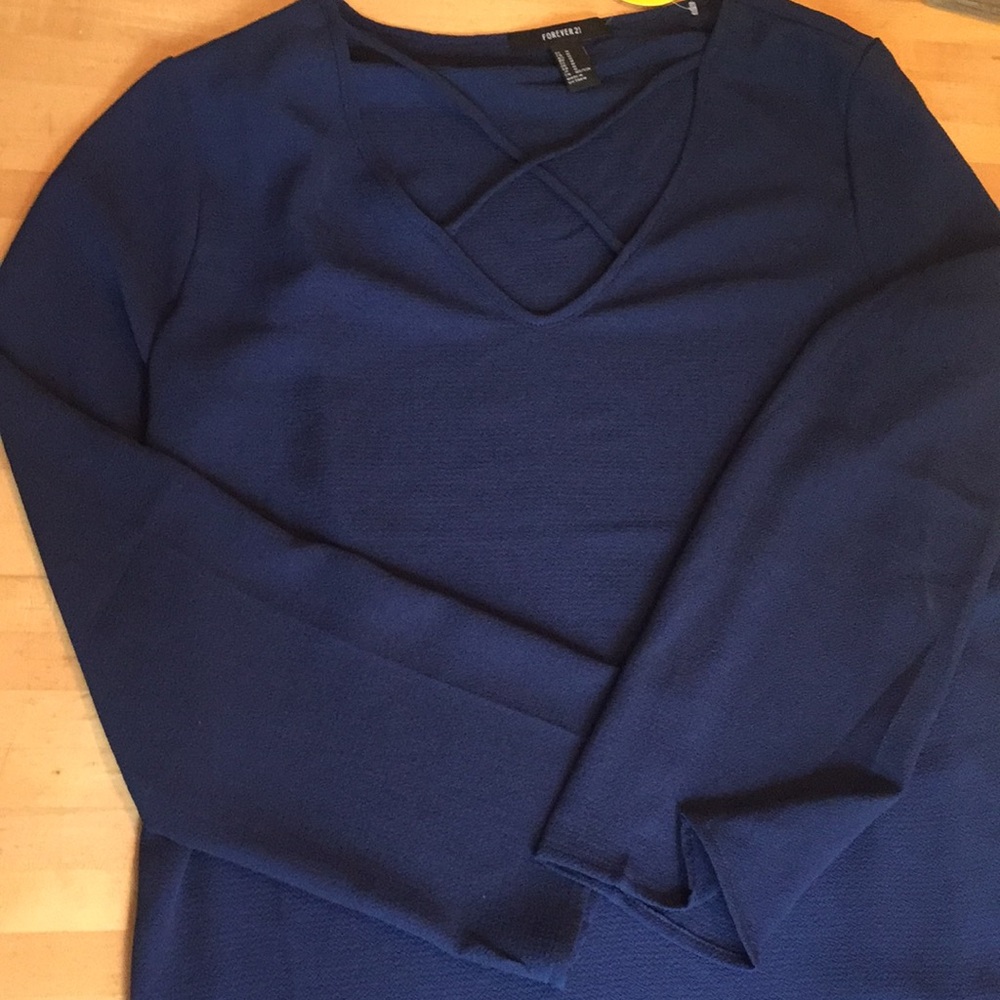 V neck navy blouse ! Brand new with tag!